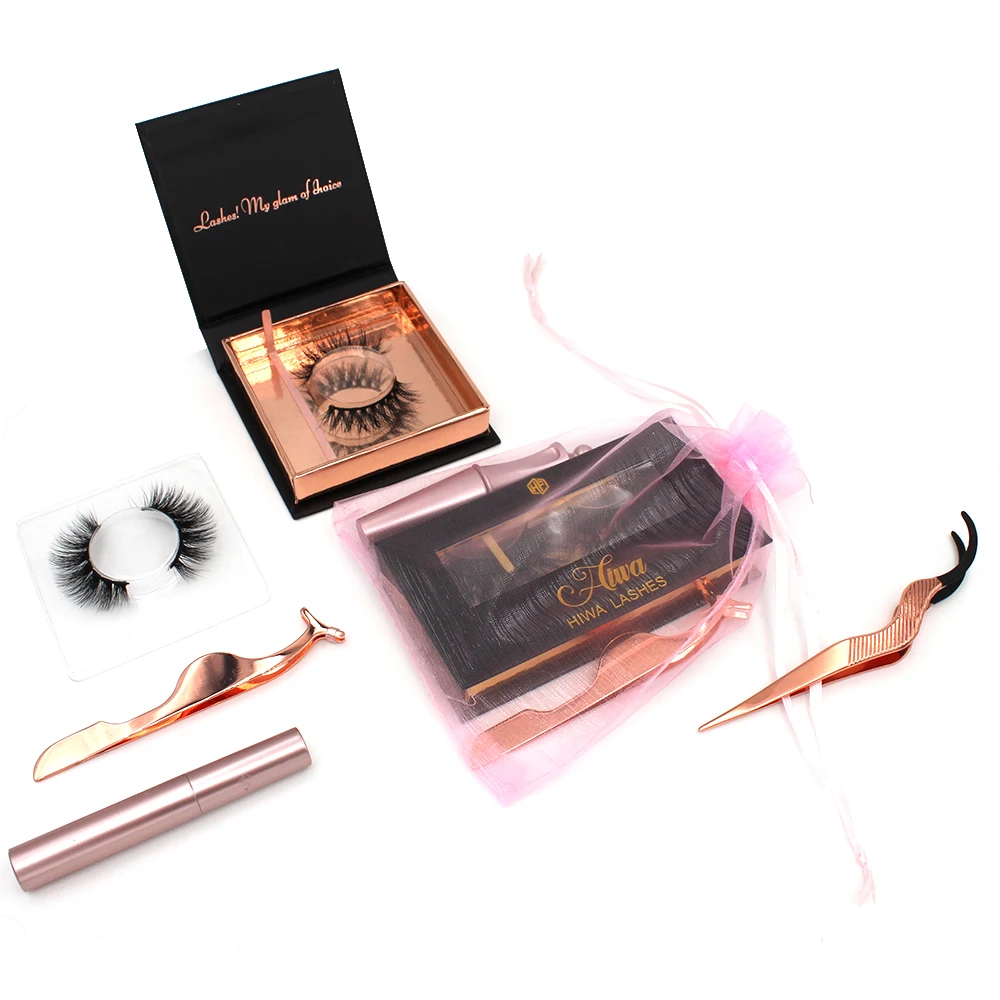 
3D reusable mink magnetic lashes magnetic eyeliner eyelashes with eyeliner 