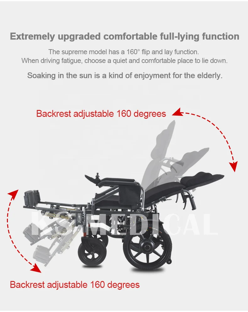 Ksm508 Wheelchair With High Back Backrest 90160/180 And Legrest 90