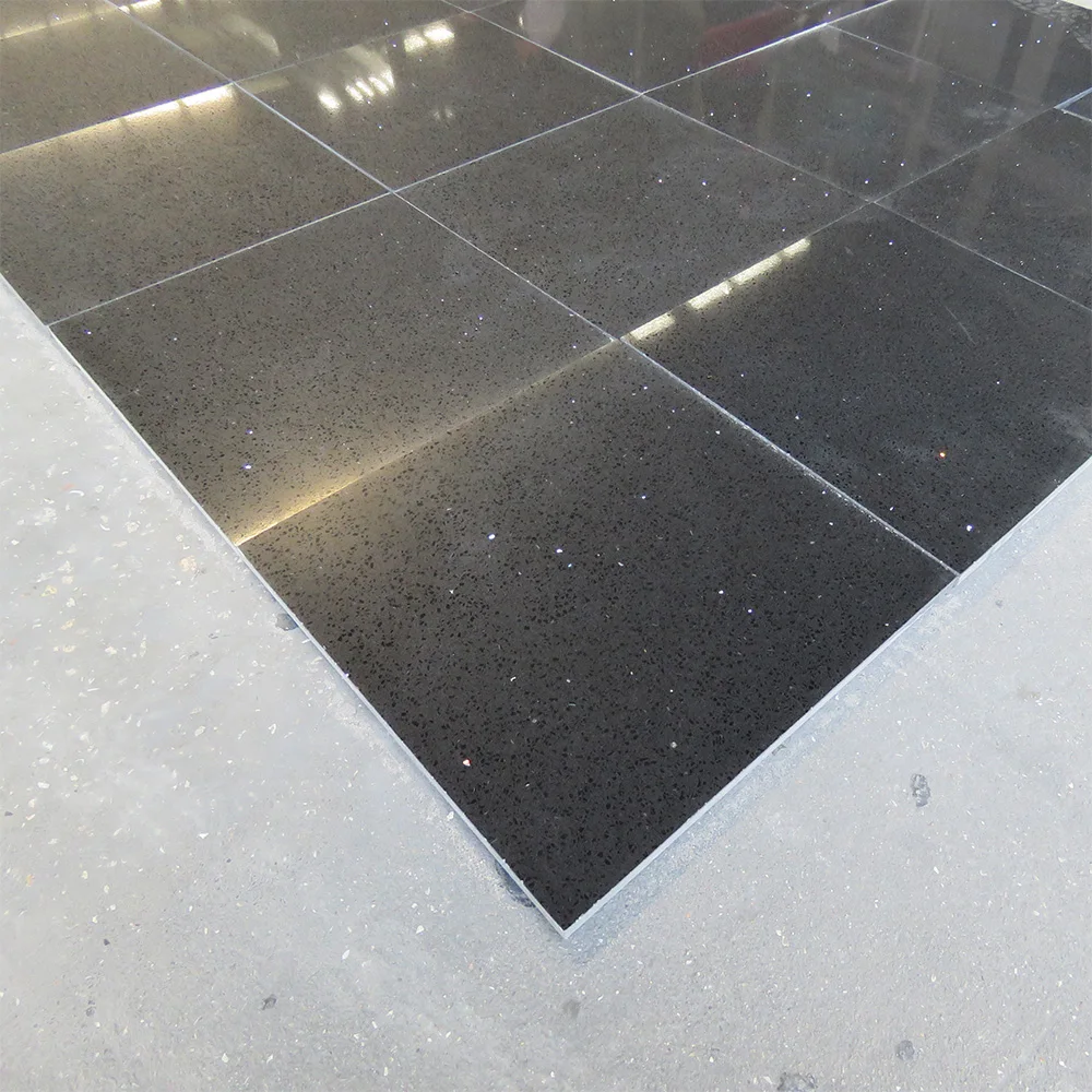 人造人造石地板瓷砖闪耀黑色银河石英石