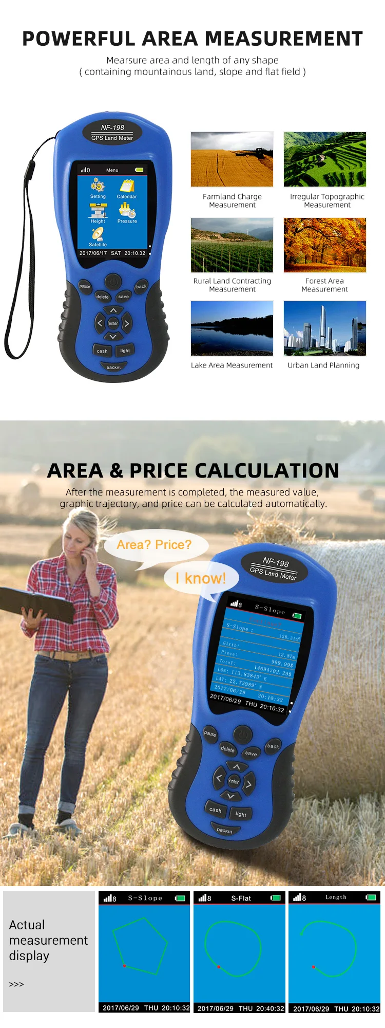 Upgraded Gps Land Meter Portable Digital Survey Equipment Nf198 With