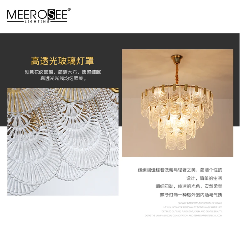 MEEROSEE Crystal Pendant Light Modern Chandelier Crystal Chandeliers Lamparas Chandeliers & Pendant Lights for Home MD86706