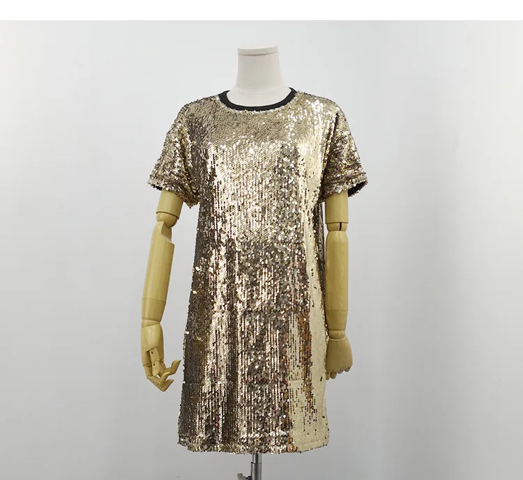 Custom New Design Fashion Dress Wholesale Short Sleeve Sequin Dress For