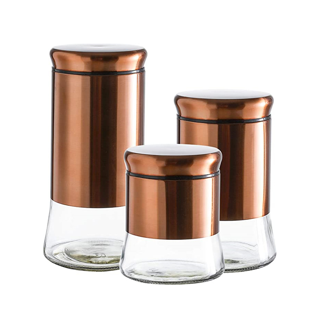 3 Glass Jars,Bronze Stainless Steel Lids And Lids,28/38/50 Oz Buy Glass Jars With Metal Lid