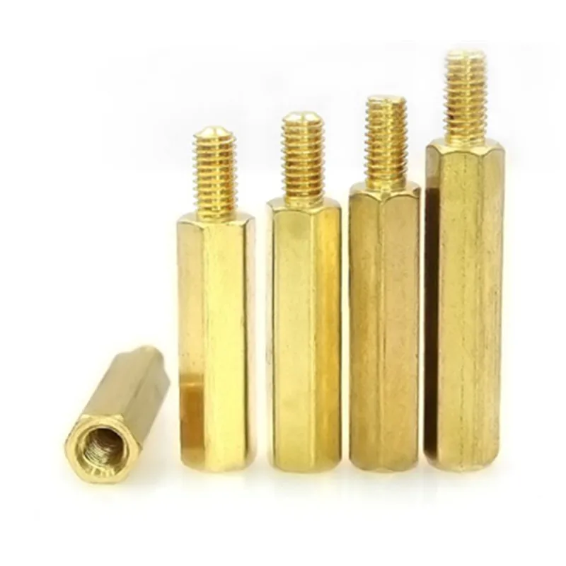 100Pcs Male to Female Thread Grooved Brass Pillars Standoff M2x10mm 702105906187 