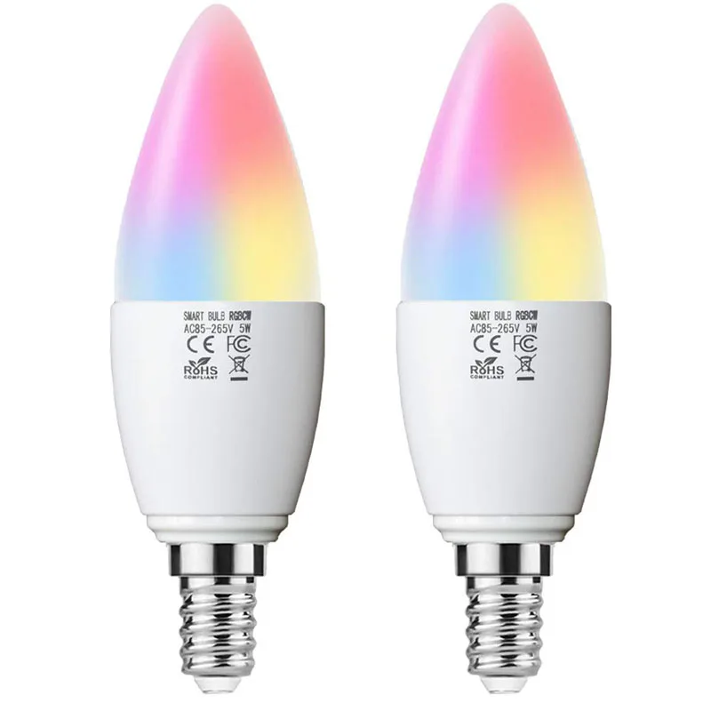 Smart WiFi Candle Bulb E14/E27 RGB Bulb Support Alexa/Google Home/IFTTT Smart Speaker Voice Control 5W LED Lights Decoration