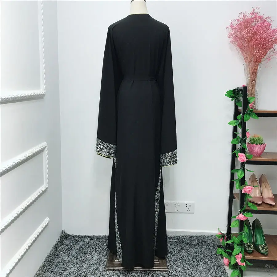 Fashion Dubai Abaya Shining Stone Butterfly Sleeve Maxi Dress Muslim ...