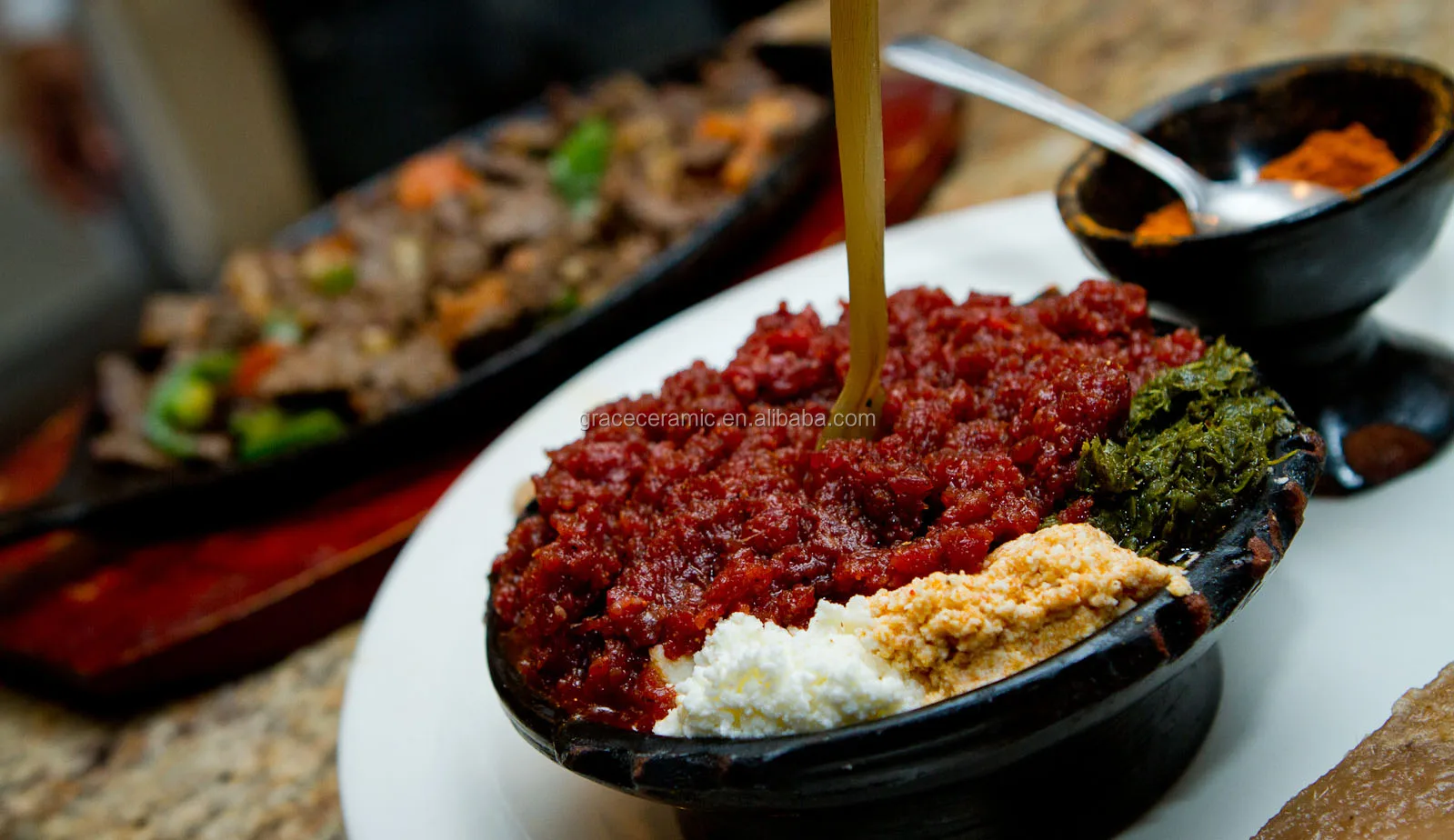 Matte Black African Ethiopian Food Tabia And Shekla Ethiopian 