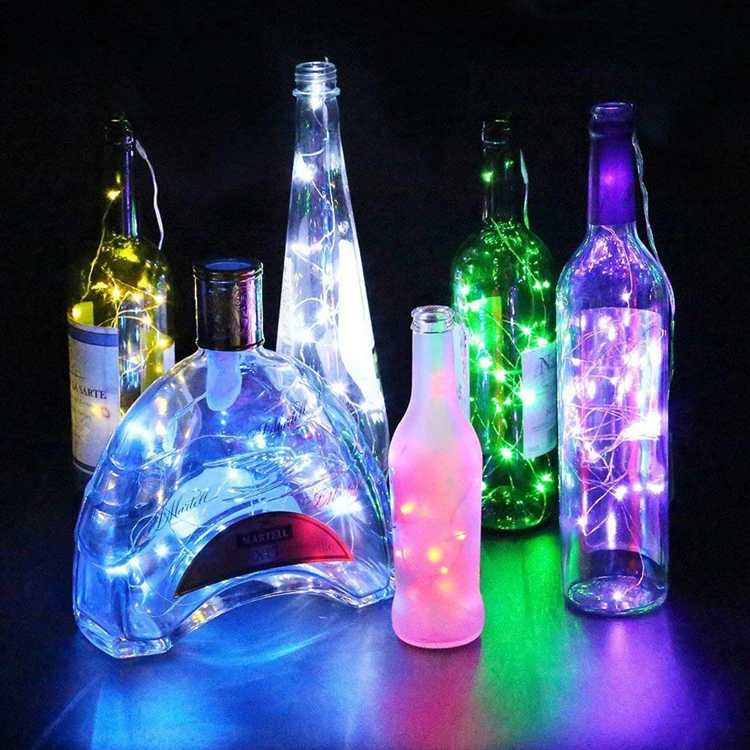 Lampe de bouteille avec 3 LED blanc chaud lumière LED pour éclairage de bouteilles de vin bricolage décoration pour la décoration de table Halloween mariage DIY fête Noël 
