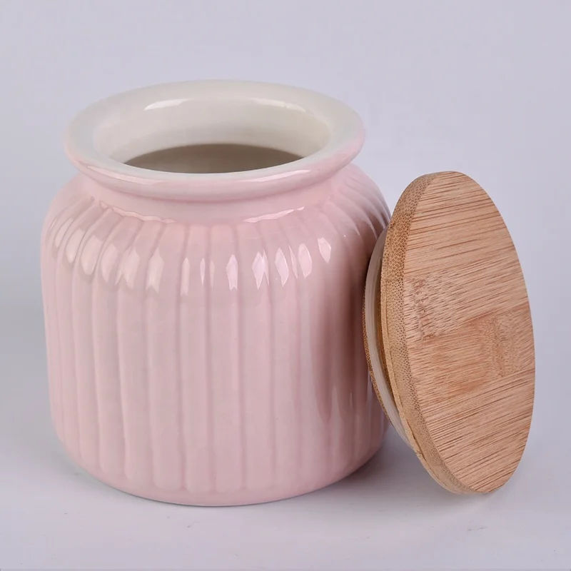 680ml pink matte ceramic candle jar scented candle vessel with wooden lid party decor