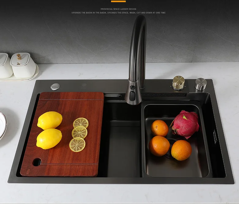 Tiktok Handmade Stainless Steel Kitchen Sink With Drain Waterfall