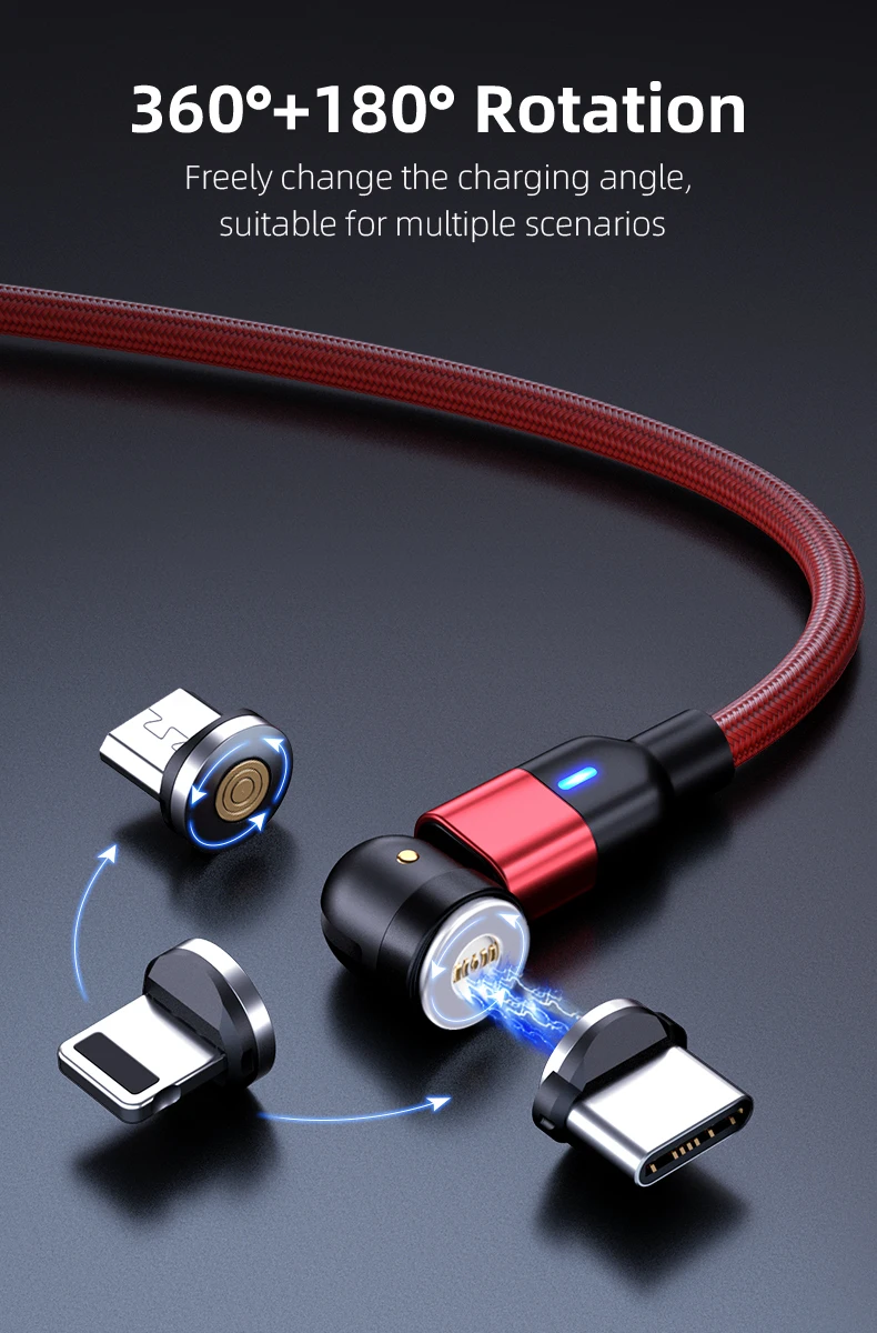 New design 5pin CE ROHS FC Approved Magnetic Mobile Phone Charger Cable 3A Cell Phone Charging Magnetic USB Cable - ANKUX.COM