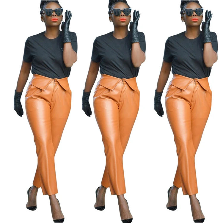 Hot Onsale Women Clothing Casual New Style Leather Pants For Women Trousers For Ladies Women'S Trousers