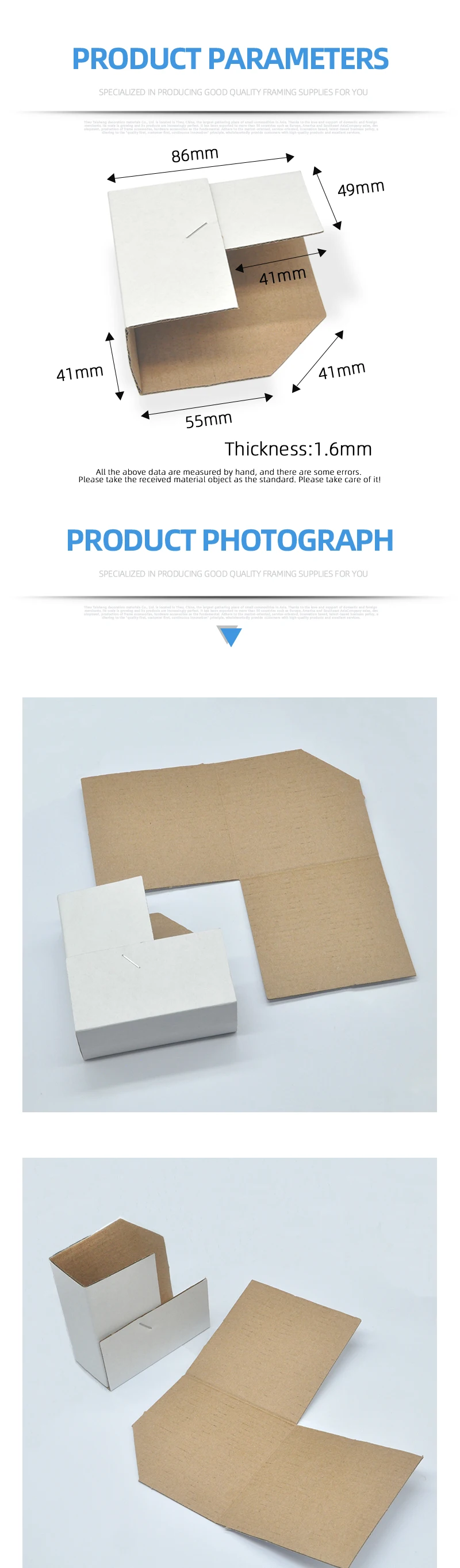 White Cardboard Corrugated Triangular Paper Angled Packaging Corner Protector For Photo Frame Or