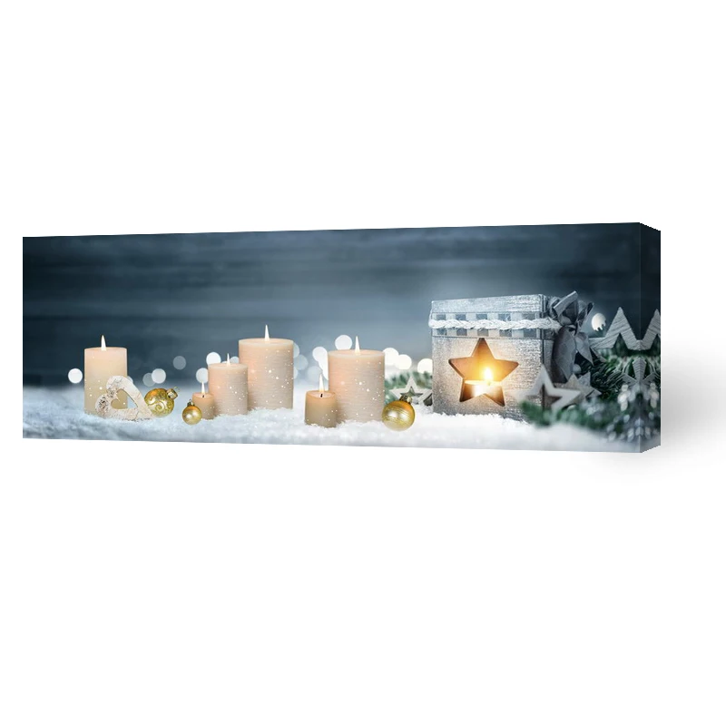 led canvas printing custom print candle lighted art framed led wall art picture with battery operated