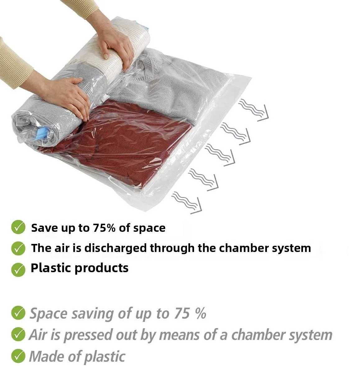 Universal Transparent Plastic Vacuum Compression Bags with Valve Suction Design 3-Pack for Quilts & Clothing Reinforced Sealing