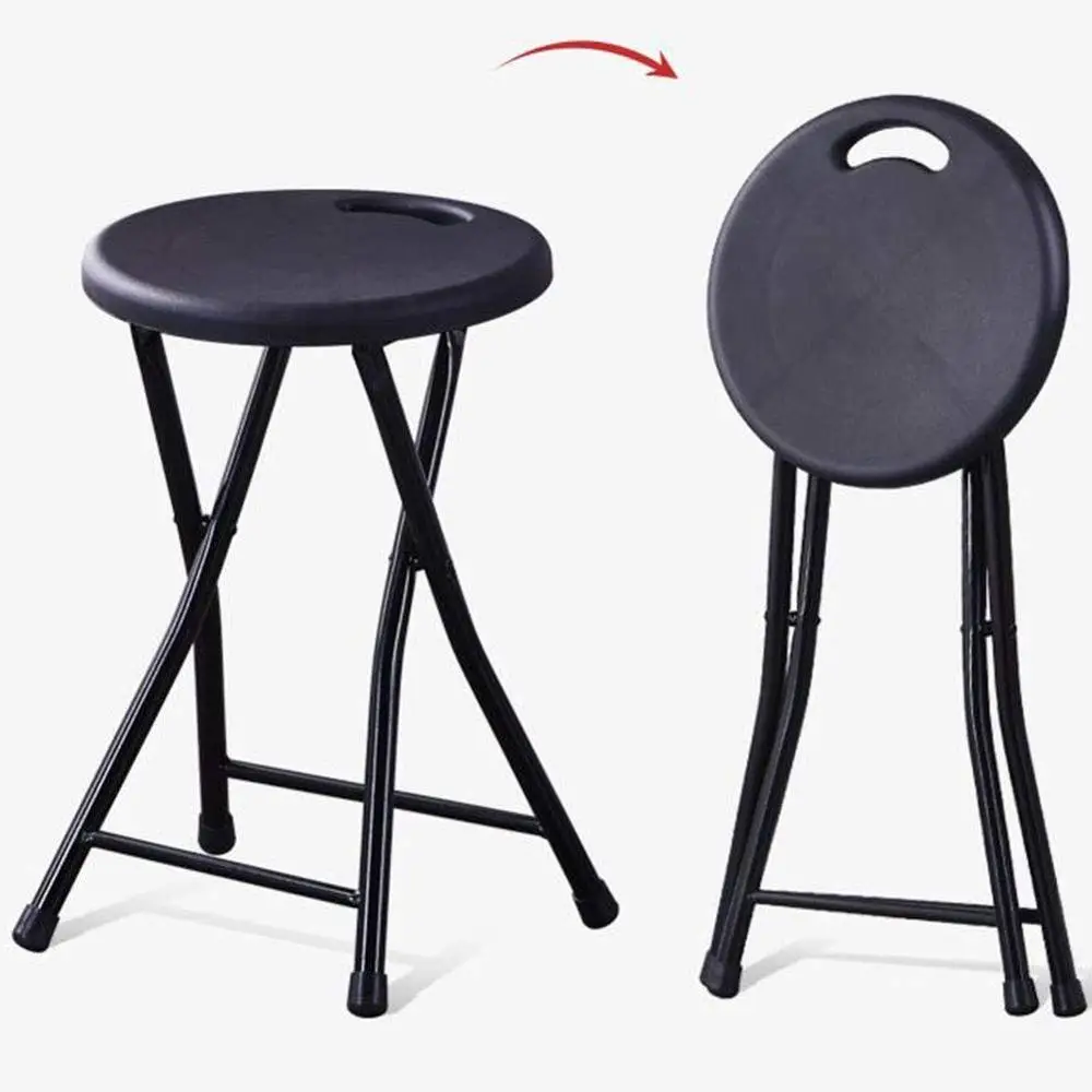 
Portable Metal and Round Plastic Seat Folding Stool Light Weight Outside Fold Up Chair with handle 