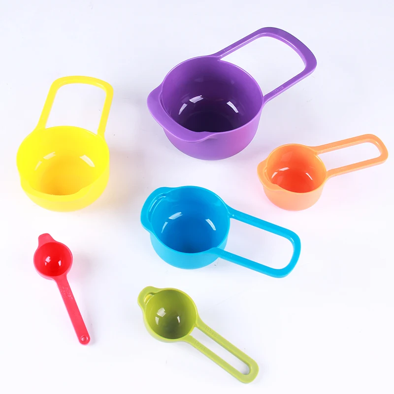 Random Color Dealglad 5 in 1 Colorful Plastic Tea Flour Coffee Measuring Spoons Set Kitchen Cooking Baking Tools 
