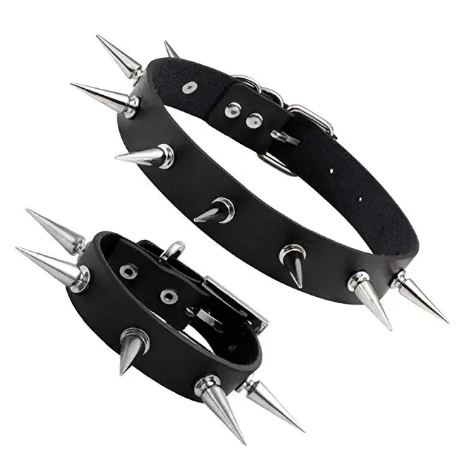 PU Leather Punk Rock Gothic Emo O-Ring Spike Rivets Choker Collar