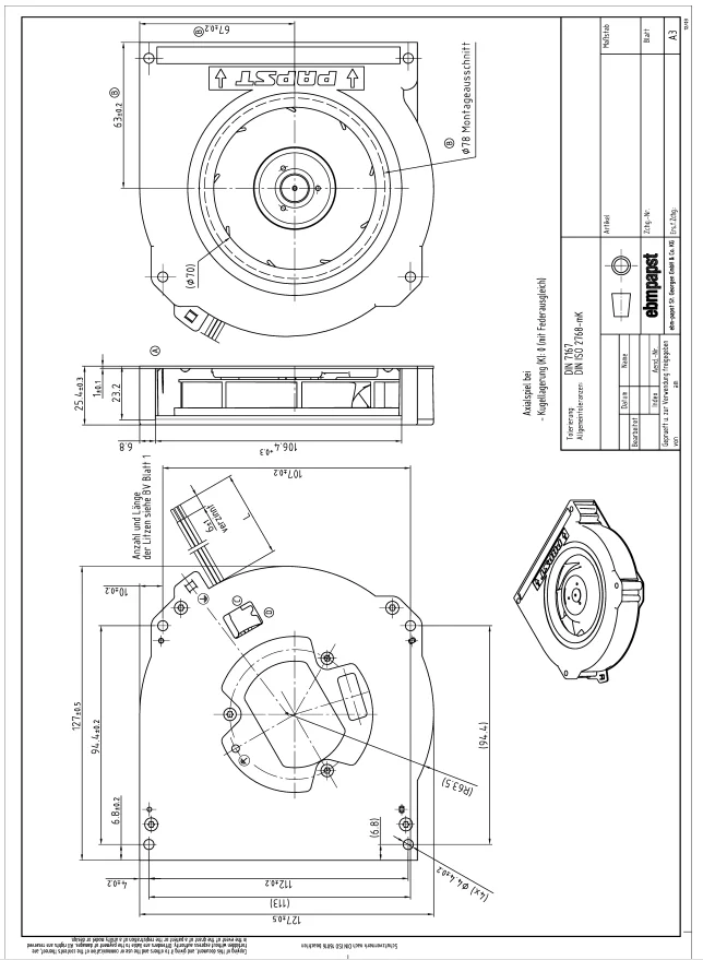 Industrial Ventilation Blower, RLF100-11/14/2, 24V - detail 6