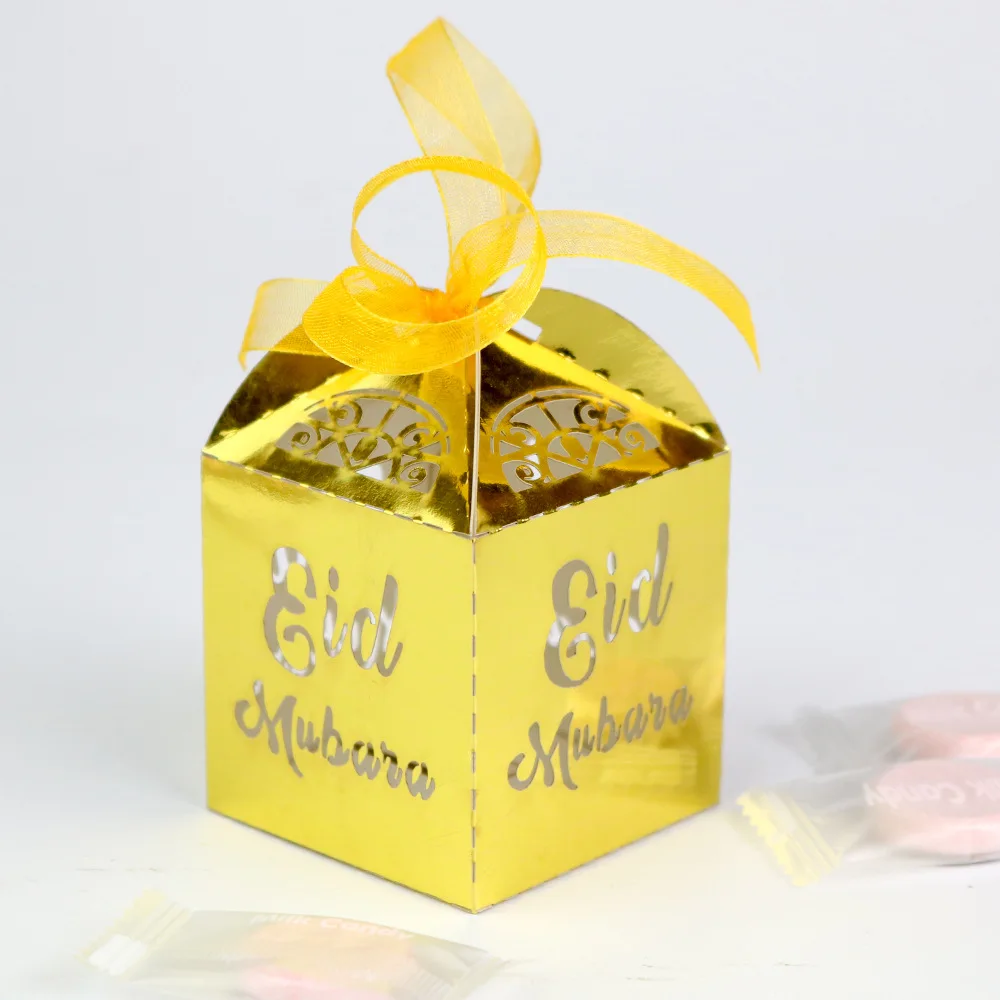 Attraktive Eid Mubarak Candy Box Geschenkboxen aus Papier Ramadan Eid Dekor 