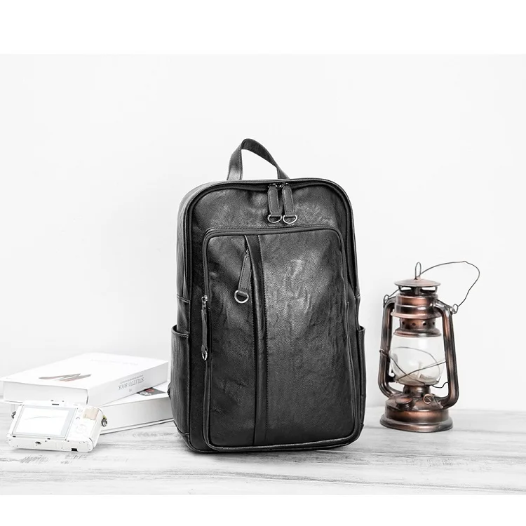 Custom Trendy Personalised Large Capacity Business Backpack Waterproof Leather Bags Men
