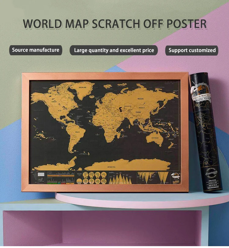 Amazon Scratch Off World Usa Map Craft Paper, Scratch Off Map Poster Set With Tools