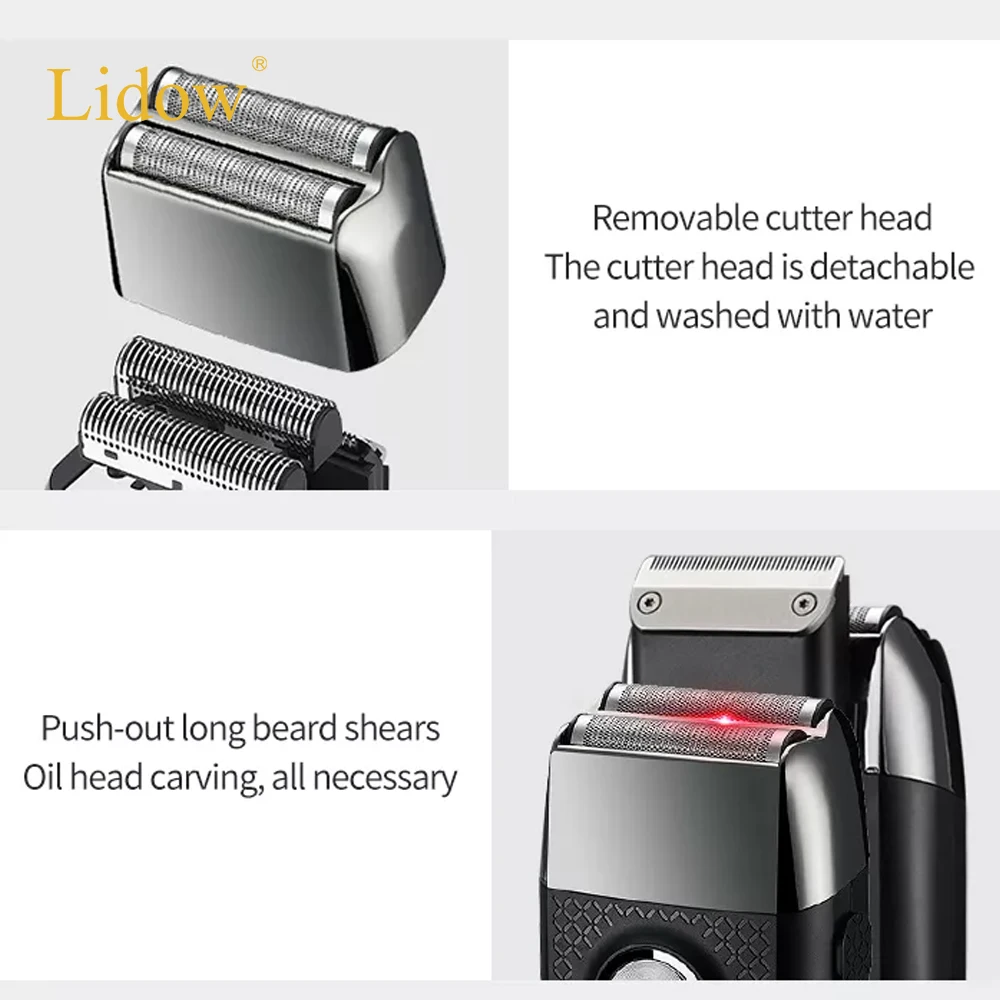 Lidow Lcd Display Cordless Electric Foil Shavers 2 In 1 Waterproof