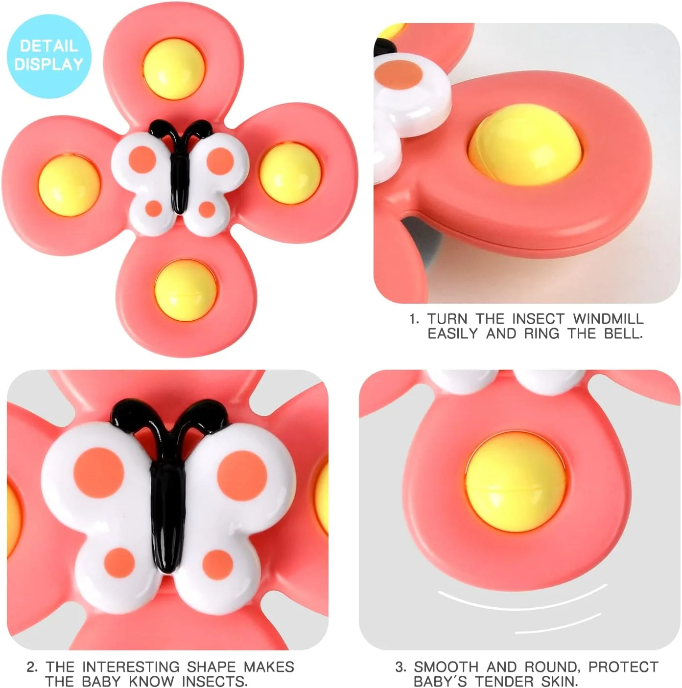 Suction Cup Spinner Toy Spinner Rattle Teething Bath Toy For Toddler ...