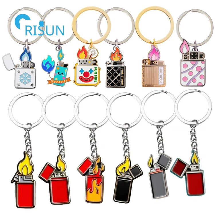 Custom Cigarette Lighter Fire Lighter Keychain - Funny Flame Key Ring