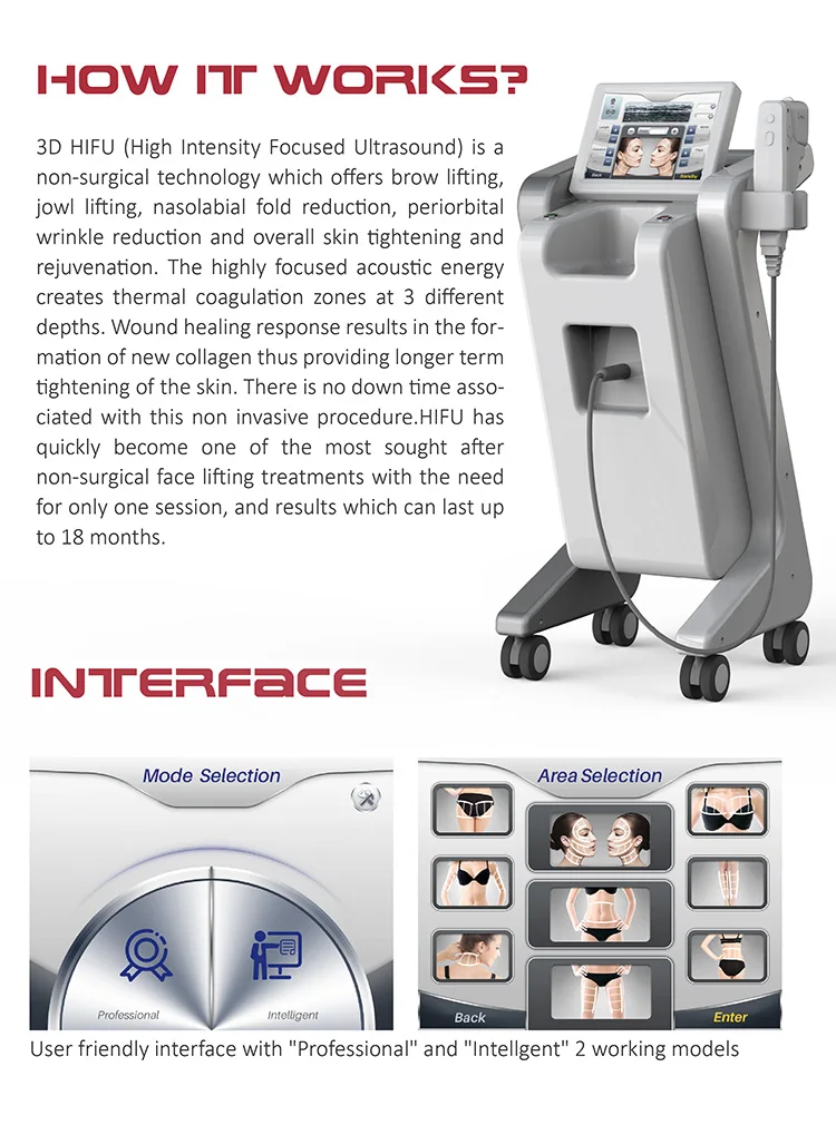 2019 Best 3d/4d ultrasound HIFU beauty machine