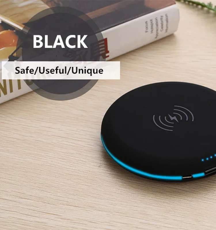 Unique Fast Wireless Power Bank 5000mah with Two Ways Charging Round Slim Powerbank - ANKUX.COM