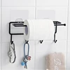 Kitchen wrought iron glue hook free punch rag frame towel rack bathroom wall hanging hook coat cap sticky hook