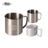 304 outdoor metallic travel coffee mugs custom logo 14oz stainless steel tin drinking cups insert coffee mug with handle