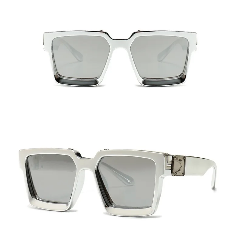 Retro Trillionaire Square Thick Frame Fashion Sunglasses Millionaire High Quality Shades Sunnies White/Amber