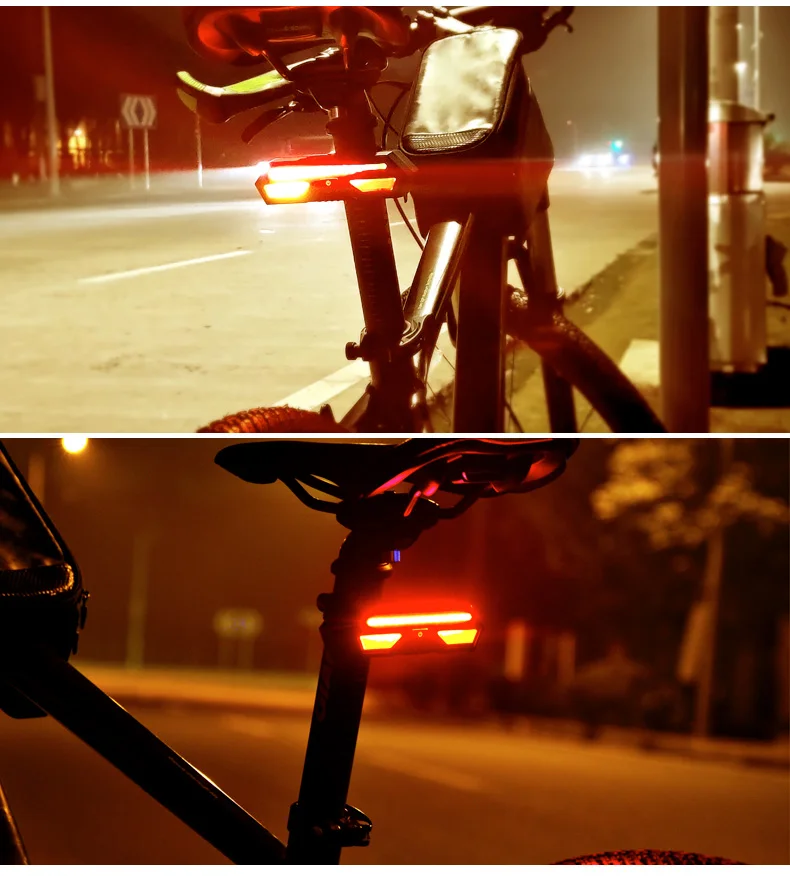 Smart Bike Tail Light Wireless Control Beams Turn Signs Usb