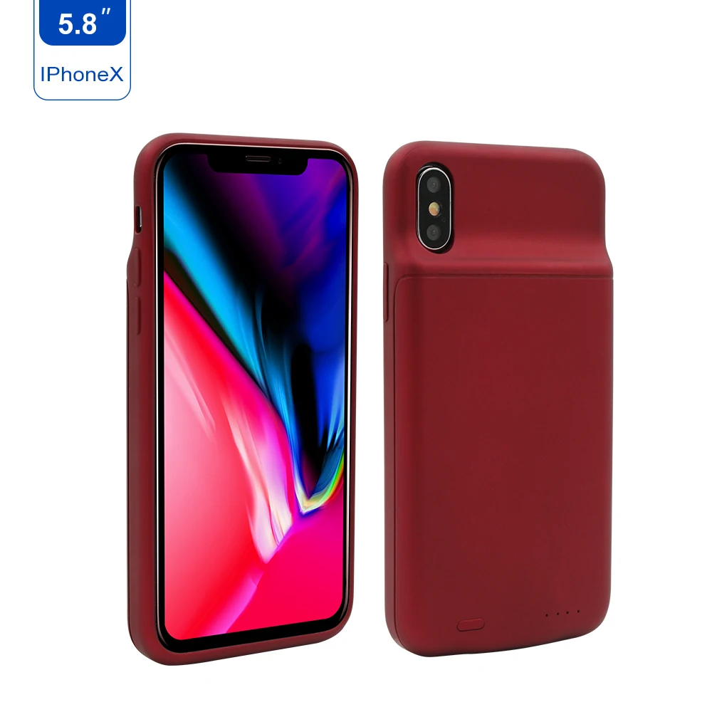 WELUV Hot Sale Battery Case For iPhone X Slim Fit + External Rechargeable Power Bank Charging Cover IPX3600-RED - ANKUX.COM