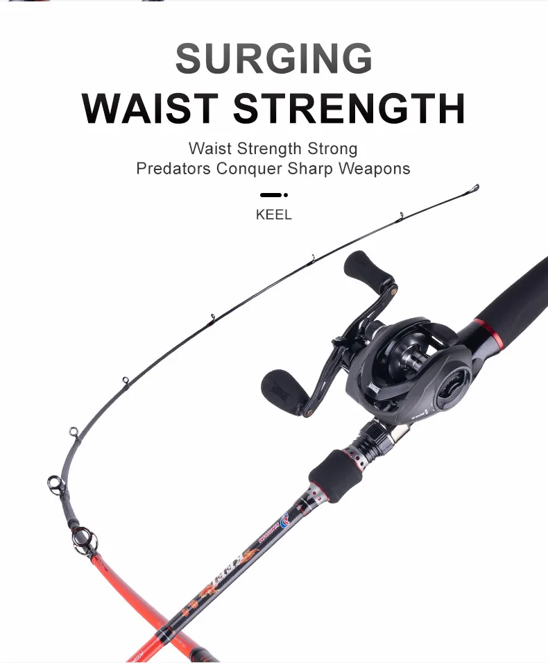 Keel Carbon Spinning Fishing Rods 2 Or 3 Sections 1.98m Multisection