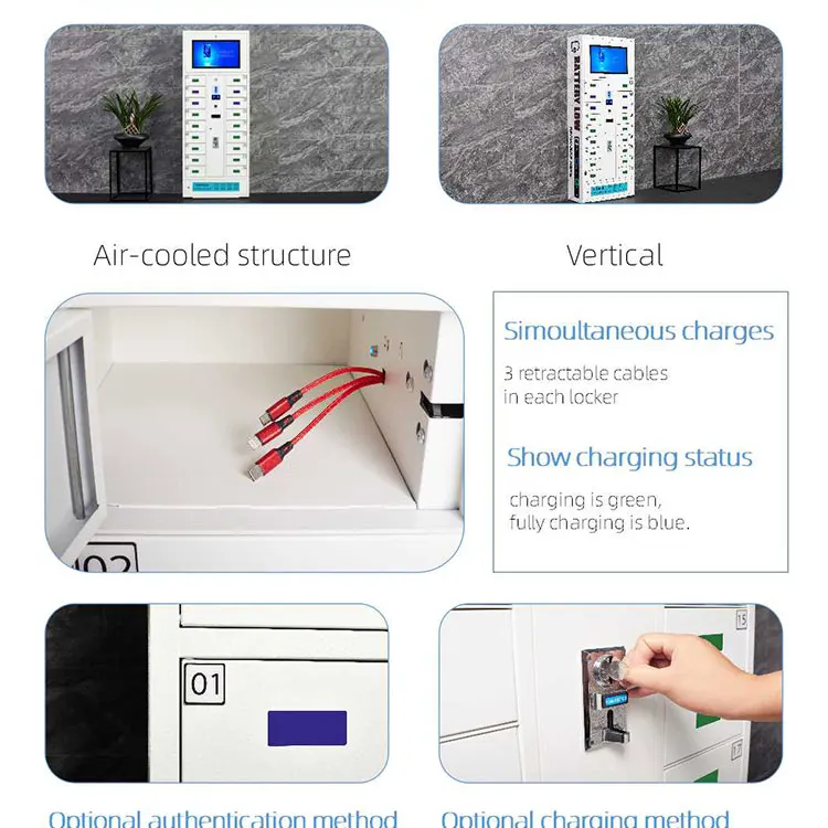 18 Cell Commercial LCD Display Advertising Charging Kiosk 3 in 1 Charging Station