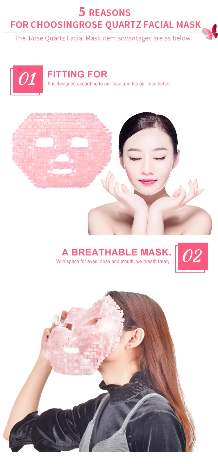 Rose Quartz - a Reusable Cold Therapy Face Anti-aging Facial Skincare Tool Sheet Mask Sheetmask Female Beauty Products Accept