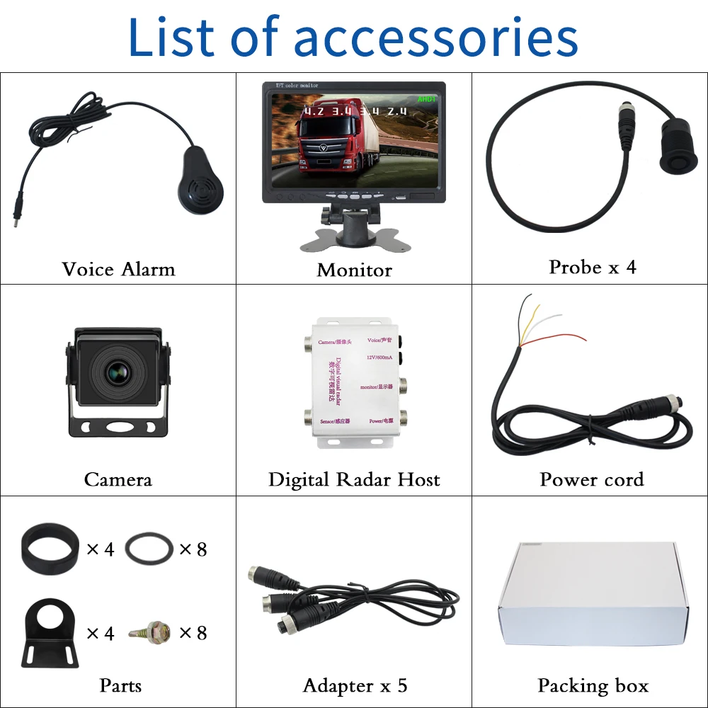 Flat Sensor Auto Reverse Parking System Front Rear Radar With Buzzer