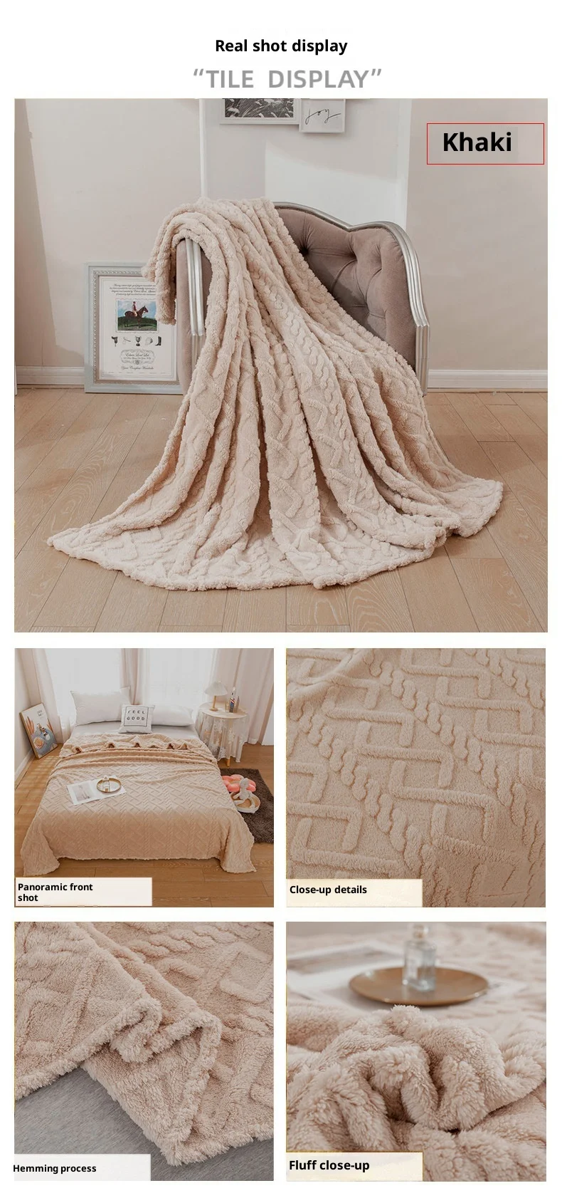 Simple Embroidered Rhombic Knitted Eco-friendly Winter Warm Taffeta Fleece Thickened Blanket supplier