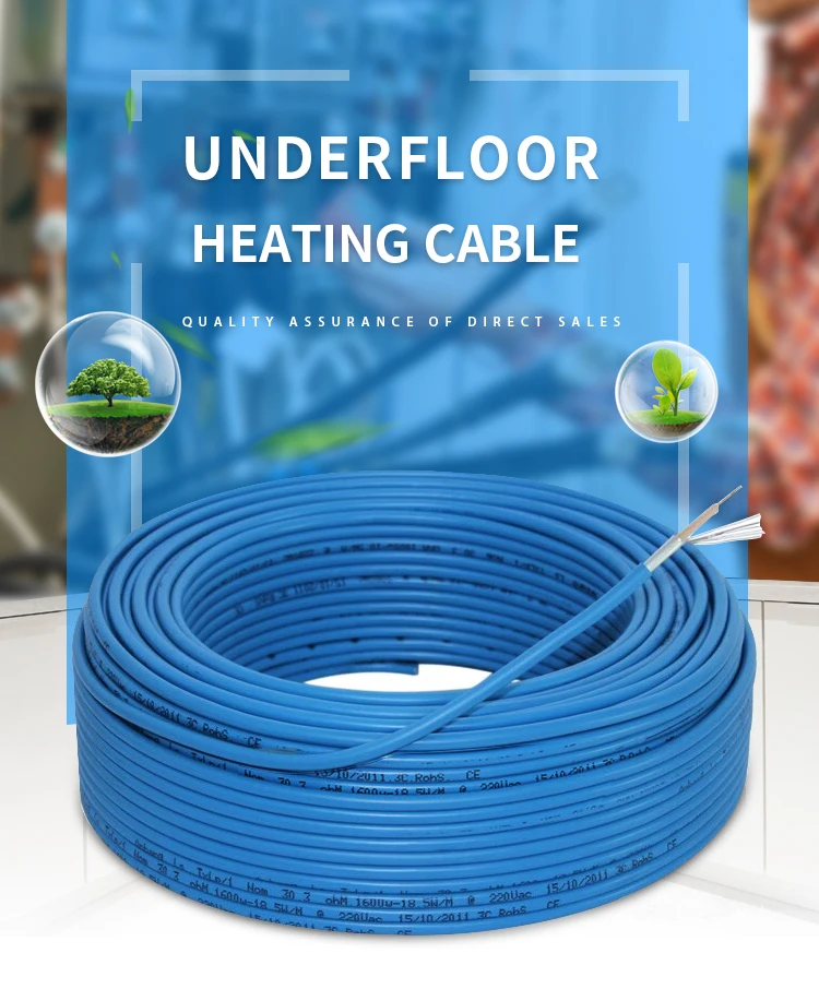 18w/m Radiant Waterproof Electric Underfloor Heating Cable Twin