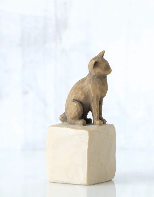 柳树爱我的猫雕像雕塑手绘人物