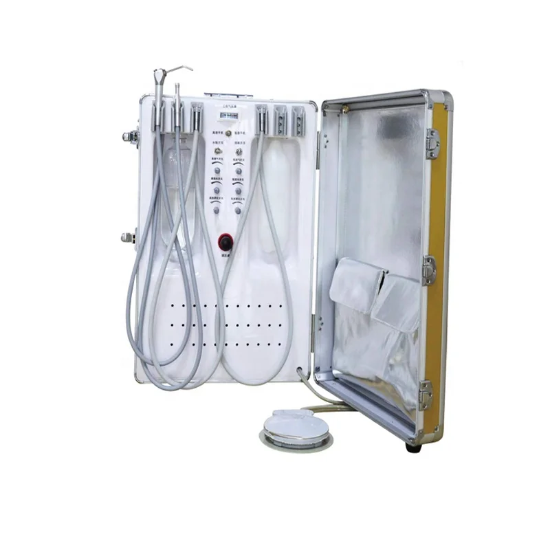 High Speed Handpiece Mobile Mini Portable Dental Unit with Air Compressor manufacture