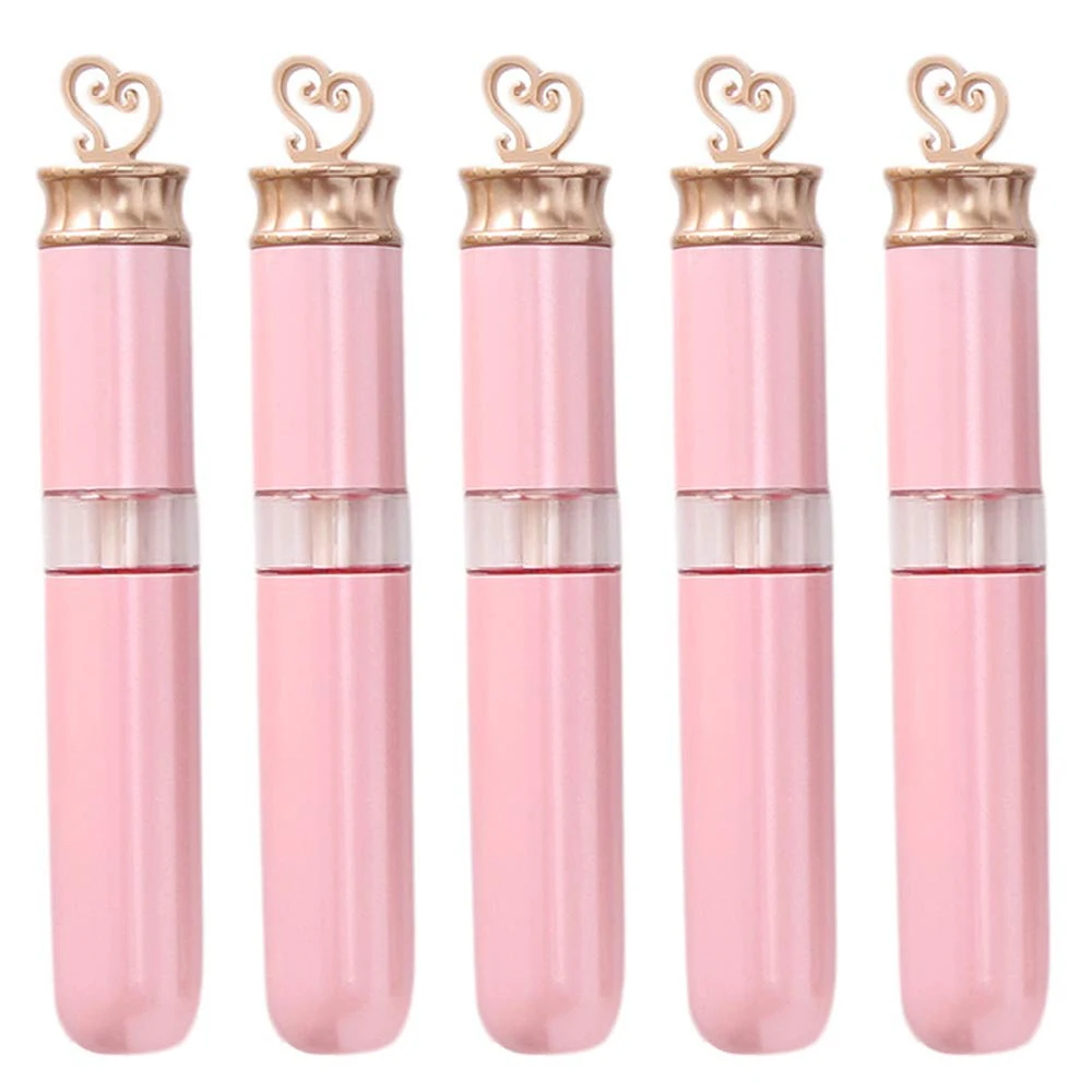 Laudtec 7ml Pink Empty Lip Gloss Tube With Brush Lips Gloss Container