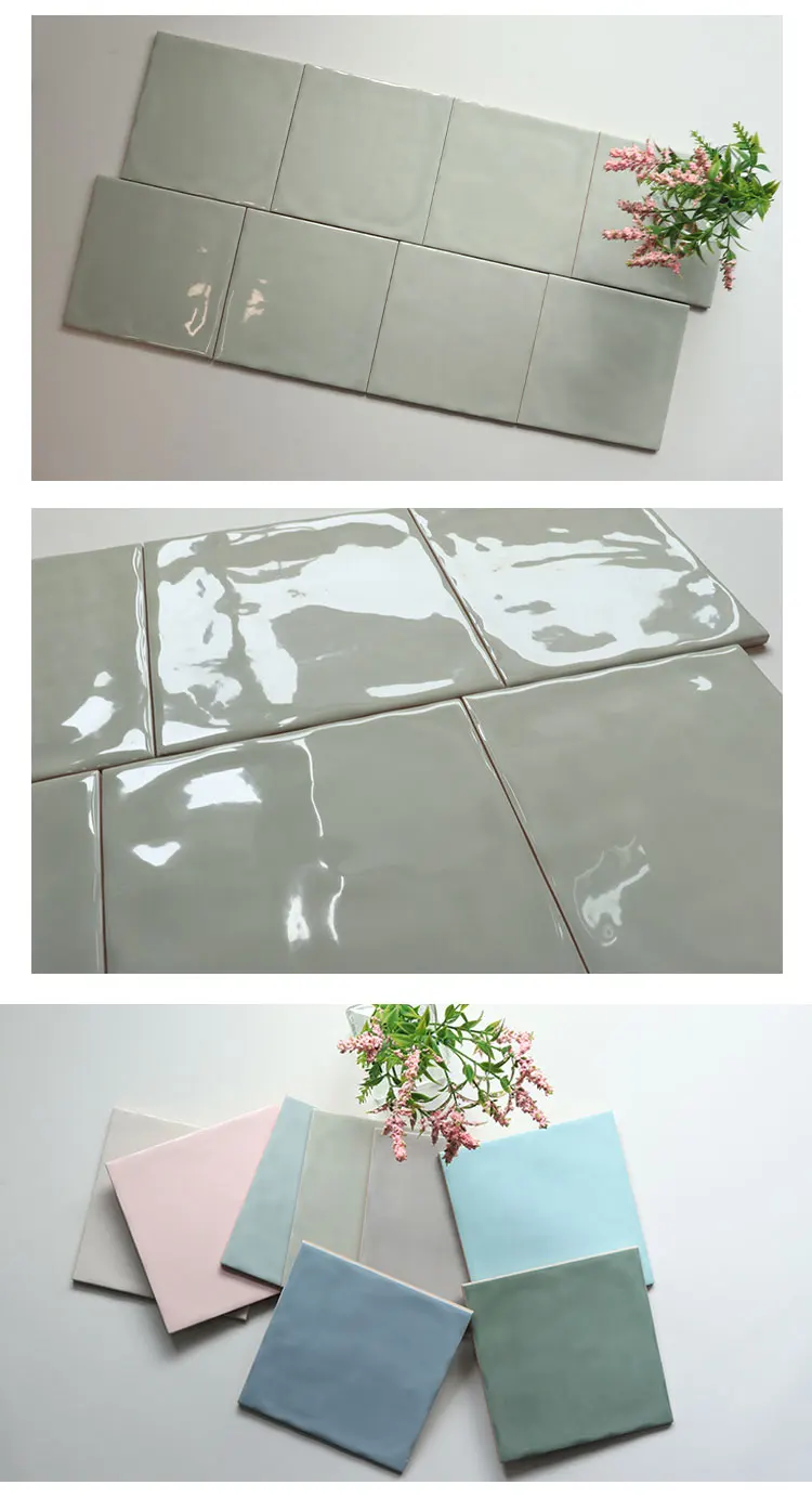 Waterproof Ceramic Coment Green Color Toilet Tiles in 150x150mm Size