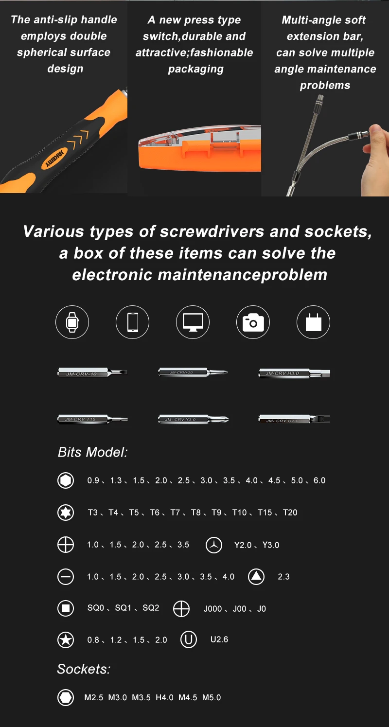JAKEMY 8125 58 IN 1 Professional Screwdriver Set DIY Cell Phone Repair Kit Hand Tool for Cellphone Camera Electronic Products