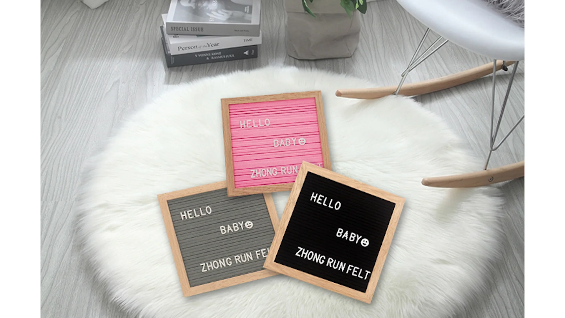 Felt Letter Board10*10 Inch Gray Changeable Letter Board With Oak