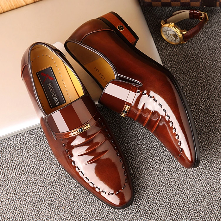 Factory customized handmade luxury pure men's leather dress shoes