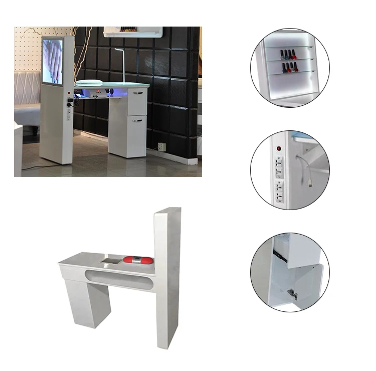 Modern White Manicure Table Used Nail Salon Furniture With Light And Collected Fan Buy White